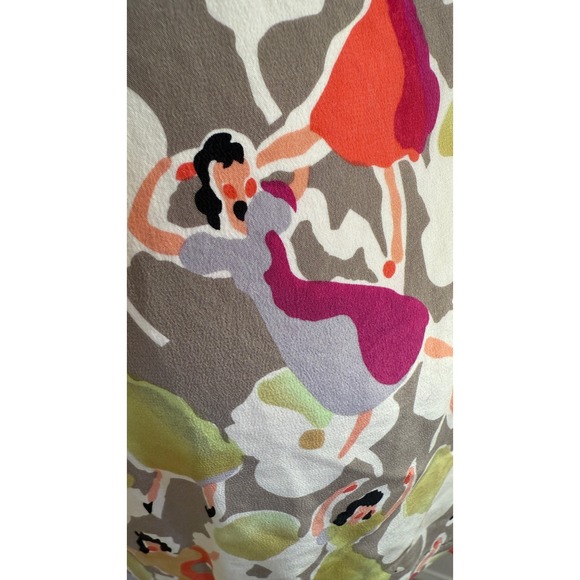 Ted Baker Silk Ruched Sheath Dress Sz 2 Dancing Ladies - Picture 12 of 15